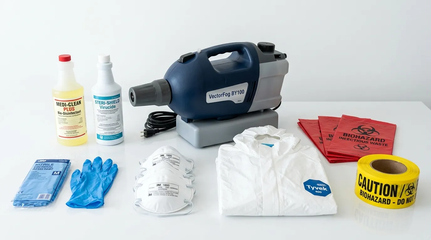 Professional biohazard remediation crew working in Santa Ana